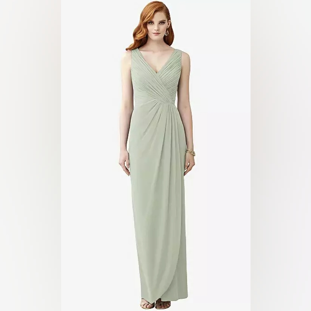 THREAD SLEEVELESS DRAPED FAUX WRAP MAXI DRESS - DAHLIA IN CELADON